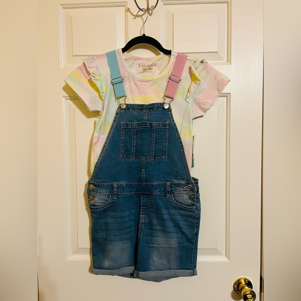 VIGOSS Youth Shortall 2-Piece Set w/ Tie Dye Shirt | NWT | Size: XL (16)